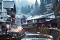 Winter landscape, Obanazawa Ginzan Onsen, Japan