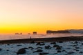 Winter landscape, oceanic beach with black volcanic sand in iceland