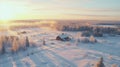 Winter Landscape With Old Barn: A Dreamy Aerial View In Rural Finland