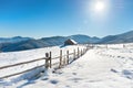 Winter landscape with a old rural house Royalty Free Stock Photo