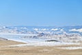 Winter Landscape of Olkhon Island and Frozen Lake Baikal Royalty Free Stock Photo