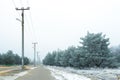 Winter landscape. Power line supports, electricity, line, column Royalty Free Stock Photo