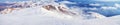 Winter landscape, panorama, banner - top view of the hiking trail on the mountain range Royalty Free Stock Photo