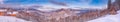 Winter landscape, panorama, banner - top view of the snowy mountain valley Royalty Free Stock Photo