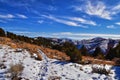 Winter Landscape panorama Oquirrh and Wasatch mountain views from Yellow Fork Canyon County Park Rose Canyon rim hiking trail by R