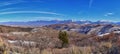 Winter Landscape panorama Oquirrh and Wasatch mountain views from Yellow Fork Canyon County Park Rose Canyon rim hiking trail by R