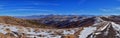 Winter Landscape panorama Oquirrh and Wasatch mountain views from Yellow Fork Canyon County Park Rose Canyon rim hiking trail by R