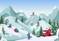 Winter landscape or panorama of ski resort, banner