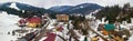 Panorama of ski resort Pilipets in Carpathian mountains Royalty Free Stock Photo