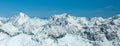 Winter landscape - Panorama of the ski resort Pitztaler Gletscher. Wildspitzbahn. Alps. Austria. Royalty Free Stock Photo