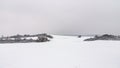 Winter landscape panorama snow trees bush