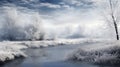 winter landscape , photo, realistic, photo realistic, background, AI generate