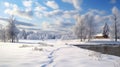 winter landscape , photo, realistic, photo realistic, background, AI generate