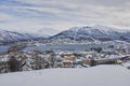 winter landscape of the port of Tromso in northern Norway