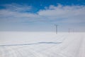 Winter landscape with power line columns Royalty Free Stock Photo