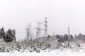 Winter landscape with power line Royalty Free Stock Photo