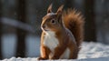 winter landscape squirrel close-up Royalty Free Stock Photo
