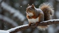 winter landscape squirrel close-up Royalty Free Stock Photo