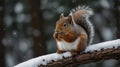 winter landscape squirrel close-up Royalty Free Stock Photo