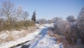 Winter river. Sunny frosty day.