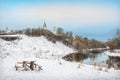 Winter landscape on the river Royalty Free Stock Photo