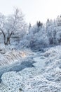 Winter landscape, river under the ice Royalty Free Stock Photo