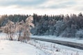 Winter landscape, river under the ice Royalty Free Stock Photo