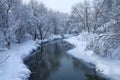 Winter landscape with river Yauza in Moscow