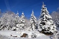 Winter landscape road in Bromont mountain