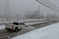 Winter landscape road and trees covered with snow Royalty Free Stock Photo