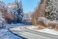 Winter landscape with road in highland