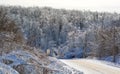 Winter landscape road in Shefford mountain