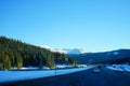 Road under snow mountain Royalty Free Stock Photo