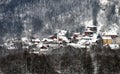 Winter landscape scene Mountain village Royalty Free Stock Photo