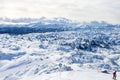 Winter landscape scene in a ski resort in Austria Royalty Free Stock Photo