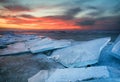 Winter landscape on seashore during sunset. Lofoten islands, Norway. Royalty Free Stock Photo