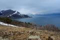 Winter landscape of Sevan - largest lake in Armenia and Caucasus