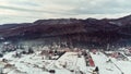 Winter landscape shot of a mountain village