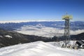 Winter landscape with Ski area of Resort of Bansko, Pirin Mountain, Bulgaria