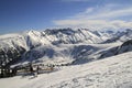 Winter landscape with Ski area of Resort of Bansko, Pirin Mountain, Bulgaria
