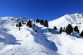 Winter landscape in the ski resort of La Plagne, France