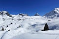 Winter landscape in the ski resort of La Plagne, France