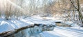 small forest stream in winter Royalty Free Stock Photo