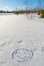 Winter landscape and smiley face