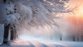 Winter landscape with snow. Beautiful christmas panorama with fresh powder snow