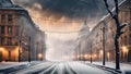 Winter landscape with snow. Beautiful christmas panorama with fresh powder snow