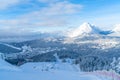 Winter landscape with snow covered Alps and ski track in Seefeld, Austria Royalty Free Stock Photo