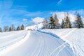 View of winter landscape with snow covered Alps in Seefeld, Austria Royalty Free Stock Photo