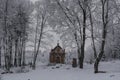 The winter landscape. The snow-covered The ancient abandoned cemetery Royalty Free Stock Photo
