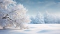 Winter landscape, snow covered forest, tranquil scene, frozen tree generated by AI Royalty Free Stock Photo